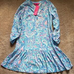 Lilly Pulitzer Charlee Tunic Zanzibar Blue and Pink Tunic Dress Fish KISS